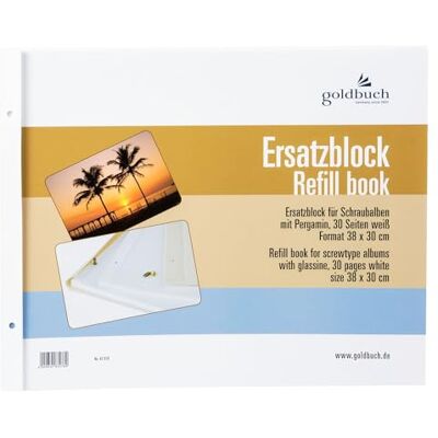 Goldbuch 83078 náhradní blok pro šroubovací balbum, 30 bílých stran s pergamenovými oddělovacími listy, vhodné pro fotoalbum o velikosti 39 x 31 cm, doplňovací balení do fotoalb Goldbuch 83078 náhradní blok pro šroubovací balbum, 30 bílých stran s pergamenovými oddělovacími listy, vhodné pro fotoalbum o velikosti 39 x 31 cm, doplňovací balení do fotoalb