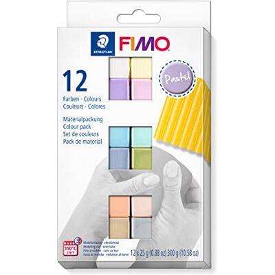 Staedtler modelovací hmota FIMO soft v pastelových barvách, měkká a hebká, speciálně pro začátečníky a amatérské umělce, 12 polobloků á 25 g v různých barvách Staedtler modelovací hmota FIMO soft v pastelových barvách, měkká a hebká, speciálně pro začátečníky a amatérské umělce, 12 polobloků á 25 g v různých barvách