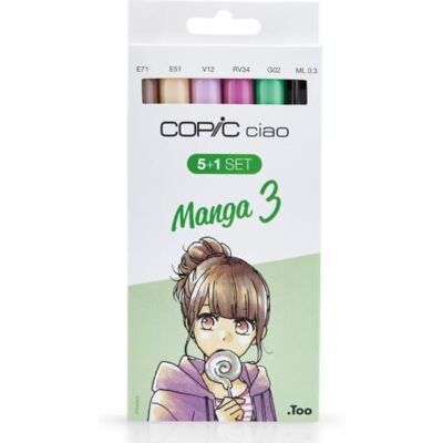 Copic Ciao Marker 5+1 sada "Manga 3", 5 univerzálních layoutmarkerů se středně širokým a jedním štětcovým hrotem, vč. 1 multiliner 0,3 mm Copic Ciao Marker 5+1 sada "Manga 3", 5 univerzálních layoutmarkerů se středně širokým a jedním štětcovým hrotem, vč. 1 multiliner 0,3 mm