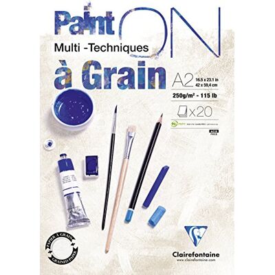 Clairefontaine 975052C PaintOn Mappe (mit 10 Bögen, 2 Körnungen, 250 g, hochqualitativ, 50 x 65 cm, ideal für Multitechniken, 100% Zellulose) weiß Clairefontaine 975052C PaintOn Mappe (mit 10 Bögen, 2 Körnungen, 250 g, hochqualitativ, 50 x 65 cm, ideal für Multitechniken, 100% Zellulose) weiß