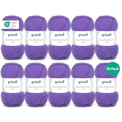 Gründl Vlna Lisa Premium uni pletací příze 10 x 50 g, fialová 43 Gründl Vlna Lisa Premium uni pletací příze 10 x 50 g, fialová 43