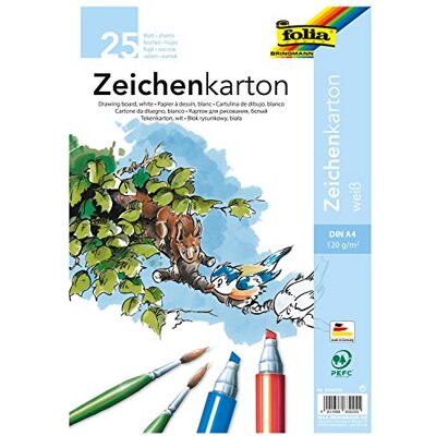 Folia 8300/25 – karton na kreslení, 120 g/m², DIN A4, 25 listů, bílá – kreslicí papír pro rozmanité kreativní nápady Folia 8300/25 – karton na kreslení, 120 g/m², DIN A4, 25 listů, bílá – kreslicí papír pro rozmanité kreativní nápady