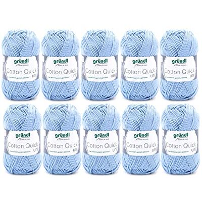 Gründl Vlna Cotton Quick uni háčkovací příze 10 klubíček 50 g, nebeská modrá Gründl Vlna Cotton Quick uni háčkovací příze 10 klubíček 50 g, nebeská modrá