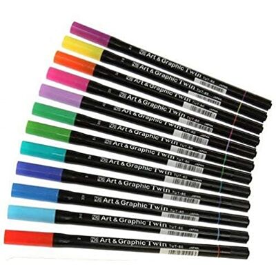 Artemio Kuretake TUT-80/12VBR Farbenset, Plastik, diverse farben, 19,4 x 14,4 x 1,5 cm Artemio Kuretake TUT-80/12VBR Farbenset, Plastik, diverse farben, 19,4 x 14,4 x 1,5 cm