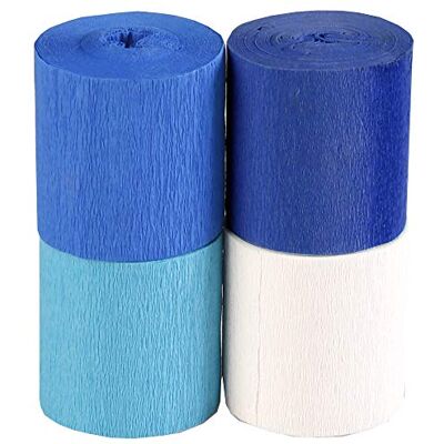 Clairefontaine 914292C balení se 4 proužky ohnivzdorného krepového papíru, 5 cm x 10 m, velmi měkký, elastický a odolný, snadno se používá, ideální pro dekorace a květiny, tříděno modře, 1 balení Clairefontaine 914292C balení se 4 proužky ohnivzdorného krepového papíru, 5 cm x 10 m, velmi měkký, elastický a odolný, snadno se používá, ideální pro dekorace a květiny, tříděno modře, 1 balení