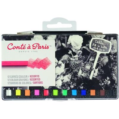 Conté à Paris Conté a Paris 50244, 12 barevných kříd Carré pastelové křídy ve tvaru čtyřhranu, 12 barev Conté à Paris Conté a Paris 50244, 12 barevných kříd Carré pastelové křídy ve tvaru čtyřhranu, 12 barev