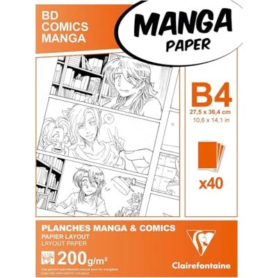 Clairefontaine 94049C manga pouzdro BD/Comic (DIN B4, 27,5 x 37,4 cm, 40 listů, 200 g, vhodné pro značkovač s alkoholem, balení se 40 archy) bílé Clairefontaine 94049C manga pouzdro BD/Comic (DIN B4, 27,5 x 37,4 cm, 40 listů, 200 g, vhodné pro značkovač s alkoholem, balení se 40 archy) bílé