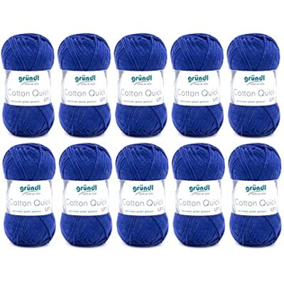 Gründl Vlna Cotton Quick uni háčkovací příze 10 klubíček 50 g, námořnická modř Gründl Vlna Cotton Quick uni háčkovací příze 10 klubíček 50 g, námořnická modř