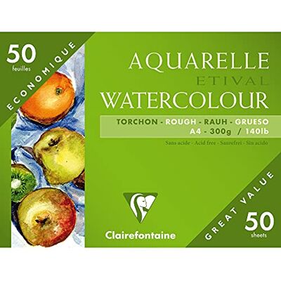 Clairefontaine 96465C Grobkorn Torchon Etival Aquarellpapier Mappe (mit 55 Bögen, 100% Zellulose, Großverpackung, besonders geeignet für Schüler oder Anfänger, DIN A4 21 x 29,7 cm, 250 g) weiß Clairefontaine 96465C Grobkorn Torchon Etival Aquarellpapier Mappe (mit 55 Bögen, 100% Zellulose, Großverpackung, besonders geeignet für Schüler oder Anfänger, DIN A4 21 x 29,7 cm, 250 g) weiß