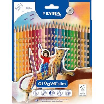 LYRA Groove Slim pastelky lakované s kartonovým pouzdrem ořezávátko, 24 ks. LYRA Groove Slim pastelky lakované s kartonovým pouzdrem ořezávátko, 24 ks.