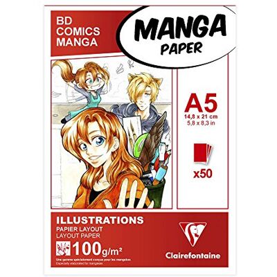 Clairefontaine 94041C blok rozložení A5 50 listů 100 g 50 listů pro Manga bílý Clairefontaine 94041C blok rozložení A5 50 listů 100 g 50 listů pro Manga bílý