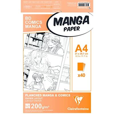Clairefontaine 94044C Manga pouzdro BD/Comic (DIN A4, 21 x 29,7 cm, 40 listů, 200 g, vhodné pro značkovač s alkoholem, balení se 40 archy) bílé Clairefontaine 94044C Manga pouzdro BD/Comic (DIN A4, 21 x 29,7 cm, 40 listů, 200 g, vhodné pro značkovač s alkoholem, balení se 40 archy) bílé