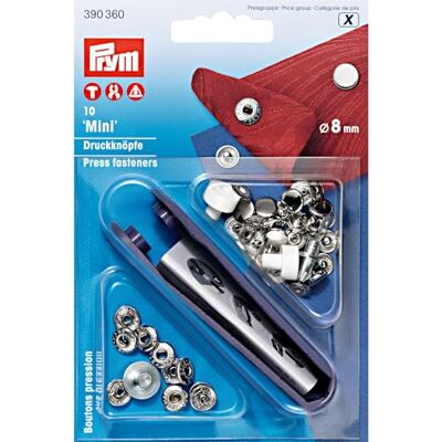Prym 390360 patentka bez šití mini mosaz 8 mm stříbrná, kov Prym 390360 patentka bez šití mini mosaz 8 mm stříbrná, kov