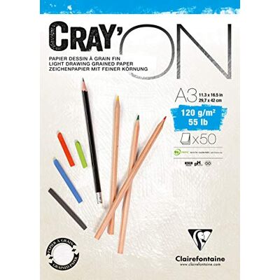 Clairefontaine 975021C Zeichenblock Cray’On (120 g, ideal für Trockentechniken, 50 Blatt, DIN A3, 29,7 x 42 cm, kopfseitig geleimt) extra weiß Clairefontaine 975021C Zeichenblock Cray’On (120 g, ideal für Trockentechniken, 50 Blatt, DIN A3, 29,7 x 42 cm, kopfseitig geleimt) extra weiß