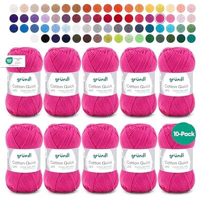 Gründl Vlna Cotton Quick uni háčkovací příze 10 klubíček 50 g, růžová Gründl Vlna Cotton Quick uni háčkovací příze 10 klubíček 50 g, růžová
