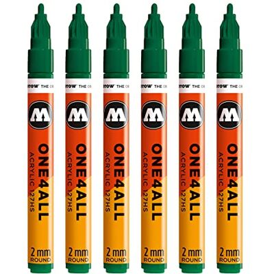Molotow One4All 127HS akrylový popisovač (2,0 mm tloušťka linky, vysoce krycí a permanentní, odolný proti UV záření, pro téměř všechny podklady) 6 kusů barvy 096 MISTER GREEN Molotow One4All 127HS akrylový popisovač (2,0 mm tloušťka linky, vysoce krycí a permanentní, odolný proti UV záření, pro téměř všechny podklady) 6 kusů barvy 096 MISTER GREEN