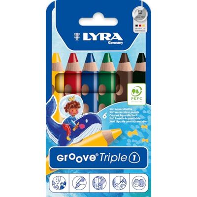 LYRA L3831060 Groove Triple 1, kartonové pouzdro se 6 barevnými tužkami, tříděné, vícebarevné LYRA L3831060 Groove Triple 1, kartonové pouzdro se 6 barevnými tužkami, tříděné, vícebarevné