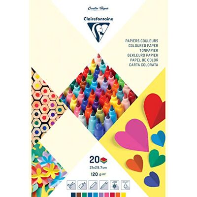 Clairefontaine 97244C blok s 20 archy tónovaného papíru, DIN A4, 120 g, 1 blok, 10 barev tříděných Clairefontaine 97244C blok s 20 archy tónovaného papíru, DIN A4, 120 g, 1 blok, 10 barev tříděných