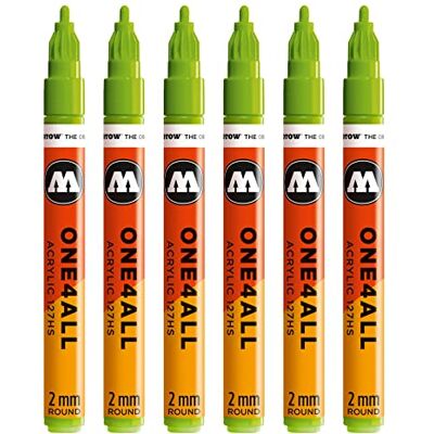 Molotow One4All 127HS akrylový popisovač (2,0 mm tloušťka linky, vysoce krycí a permanentní, odolný proti UV záření, pro téměř všechny podklady) 6 kusů barvy 221 kobylky Molotow One4All 127HS akrylový popisovač (2,0 mm tloušťka linky, vysoce krycí a permanentní, odolný proti UV záření, pro téměř všechny podklady) 6 kusů barvy 221 kobylky