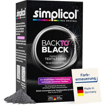 simplicol Back-To-Black textilní barva černá 400 g obnova barvy pro černé oblečení a látku Barevný prášek pro pračku pro intenzivní černé bez zabarvení simplicol Back-To-Black textilní barva černá 400 g obnova barvy pro černé oblečení a látku Barevný prášek pro pračku pro intenzivní černé bez zabarvení