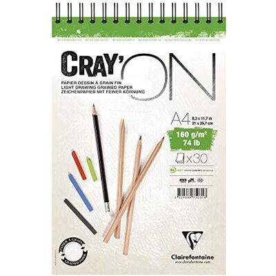 Clairefontaine 975031C Zeichenblock Cray’On (160 g, ideal für Trockentechnik, 30 Blatt, DIN A4, 21 x 29,7 cm, Spiralbindung, mikroperforiert) extra weiß Clairefontaine 975031C Zeichenblock Cray’On (160 g, ideal für Trockentechnik, 30 Blatt, DIN A4, 21 x 29,7 cm, Spiralbindung, mikroperforiert) extra weiß