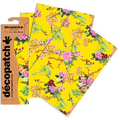 décopatch Clairefontaine C750O Decopatch papír, balení po 3 kusech žlutý Havaj décopatch Clairefontaine C750O Decopatch papír, balení po 3 kusech žlutý Havaj