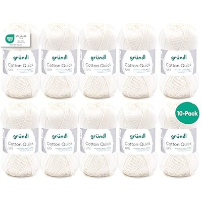 Gründl Vlna Cotton Quick uni háčkovací příze 10 klubíček 50 g, vlněná bílá Gründl Vlna Cotton Quick uni háčkovací příze 10 klubíček 50 g, vlněná bílá