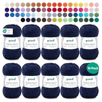Gründl Vlna Cotton Quick uni háčkovací příze 10 klubíček 50 g, tmavě modrá Gründl Vlna Cotton Quick uni háčkovací příze 10 klubíček 50 g, tmavě modrá