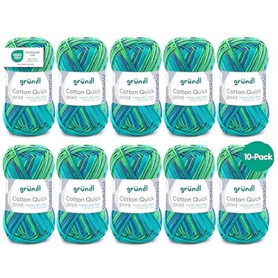 Gründl Vlna Cotton Quick print pletací příze 10 klubíček 50 g, zelená Gründl Vlna Cotton Quick print pletací příze 10 klubíček 50 g, zelená