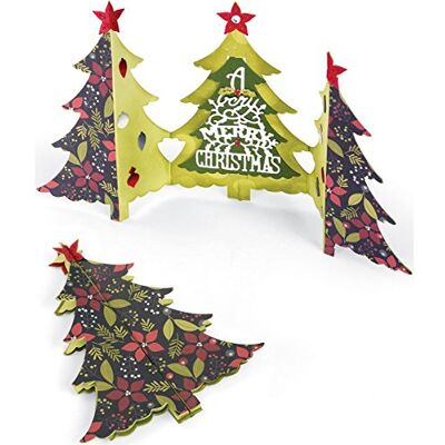 Sizzix 660665, Christmas Tree Fold-A by, 6 ks, multicolor, jedna velikost kartička na vánoční stromek pro skládání od Jen Long Thinlits Razicí sada, 6 v balení, ocel, vícebarevná, 26,1 x 17 x 0,5 cm Sizzix 660665, Christmas Tree Fold-A by, 6 ks, multicolor, jedna velikost kartička na vánoční stromek pro skládání od Jen Long Thinlits Razicí sada, 6 v balení, ocel, vícebarevná, 26,1 x 17 x 0,5 cm
