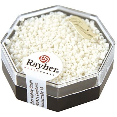 Rayher Delica-Rocailles, Miyuki-Rocailles, opak matt, weiß, 1,6 mm ø, Dose 6 g, Perlen zum Auffädeln, Glasperlen klein, 14764102 Rayher Delica-Rocailles, Miyuki-Rocailles, opak matt, weiß, 1,6 mm ø, Dose 6 g, Perlen zum Auffädeln, Glasperlen klein, 14764102