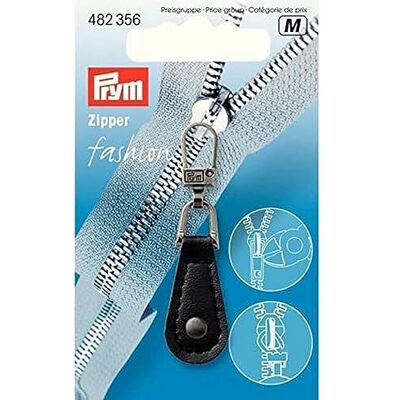 Prym 482356 módní zip imitace kůže kulatý černý Prym 482356 módní zip imitace kůže kulatý černý