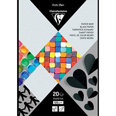 Clairefontaine 97245C papír na kreslení, balení 20 archů Premium, DIN A4, 21 x 29,7 cm, 120, černý Clairefontaine 97245C papír na kreslení, balení 20 archů Premium, DIN A4, 21 x 29,7 cm, 120, černý