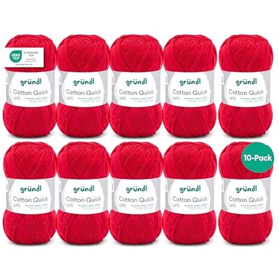 Gründl Vlna Cotton Quick uni háčkovací příze 10 klubíček 50 g, červená Gründl Vlna Cotton Quick uni háčkovací příze 10 klubíček 50 g, červená