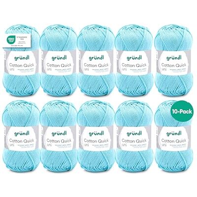 Gründl Vlna Cotton Quick uni háčkovací příze 10 klubíček 50 g, baby modrá Gründl Vlna Cotton Quick uni háčkovací příze 10 klubíček 50 g, baby modrá