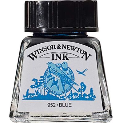 Winsor & Newton 1005032 Drawing Inks – kreslicí tuš pro kaligrafy, ilustrátory, grafiky, umělce – voděodolné barvy, vynikající průhlednost, 14 ml láhev – modrá Winsor & Newton 1005032 Drawing Inks – kreslicí tuš pro kaligrafy, ilustrátory, grafiky, umělce – voděodolné barvy, vynikající průhlednost, 14 ml láhev – modrá
