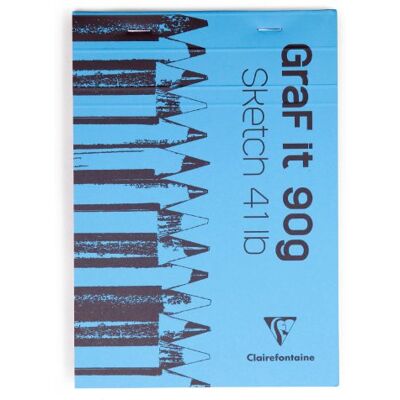 Clairefontaine 96672C Skizzenblock Graf it, DIN A5, 14,8x21 cm, 80 Blatt, 90g, blanko, geheftet, ideal für Trockentechniken, 1 Stück, Himmelblau Clairefontaine 96672C Skizzenblock Graf it, DIN A5, 14,8x21 cm, 80 Blatt, 90g, blanko, geheftet, ideal für Trockentechniken, 1 Stück, Himmelblau