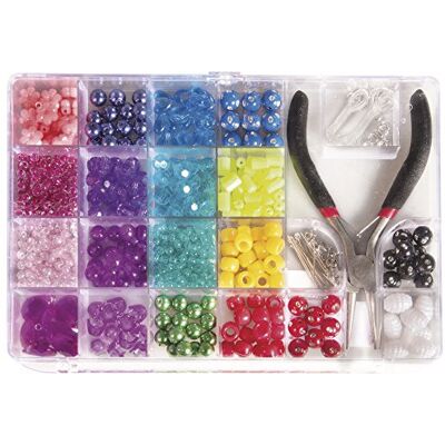 Rayher Krabička na perly s kleštěmi 14797999, 20 x 13,5 cm, obsah 170 g, barevná směs, mix barev a velikostí, korálky k navlékání, plastové perly, plastové korálky Rayher Krabička na perly s kleštěmi 14797999, 20 x 13,5 cm, obsah 170 g, barevná směs, mix barev a velikostí, korálky k navlékání, plastové perly, plastové korálky