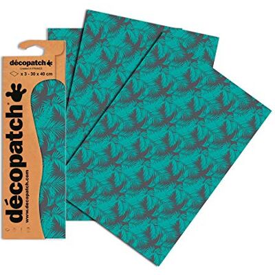 décopatch Papír č. 755 (tyrkysové palmové listy, 395 x 298 mm) balení 3 ks décopatch Papír č. 755 (tyrkysové palmové listy, 395 x 298 mm) balení 3 ks