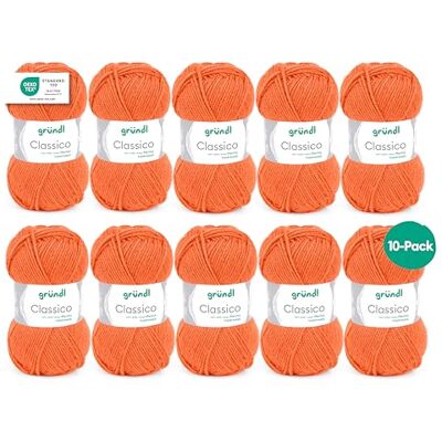 Gründl Vlna Classico Merino vlna Pletací příze 10 klubíček 50 g, oranžová Gründl Vlna Classico Merino vlna Pletací příze 10 klubíček 50 g, oranžová
