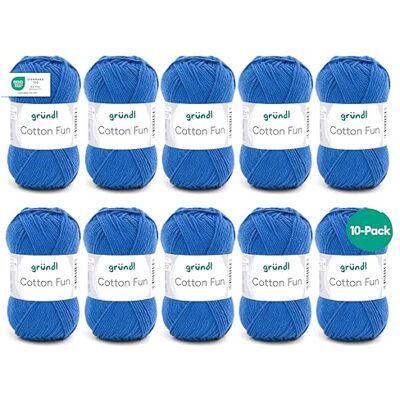 Gründl Vlna Cotton Fun Háčkovací příze 10 klubíček 50 g, královská modrá Gründl Vlna Cotton Fun Háčkovací příze 10 klubíček 50 g, královská modrá