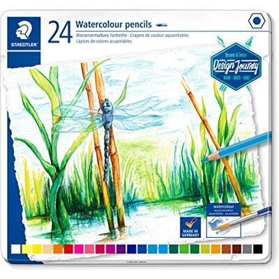 Staedtler Pastelka 14610C M24 vodou roztíratelná (klasický šestihranný formát, pro akvarelové efekty na akvarelovém papíře, také pro klasické techniky sušení) kovové pouzdro s 24 zářivými barvami Staedtler Pastelka 14610C M24 vodou roztíratelná (klasický šestihranný formát, pro akvarelové efekty na akvarelovém papíře, také pro klasické techniky sušení) kovové pouzdro s 24 zářivými barvami