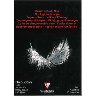 Clairefontaine 97644C kreslicí blok (20 listů, 160 g, 21 x 29,7 cm, ideální pro výuku umění, lepený) černý Clairefontaine 97644C kreslicí blok (20 listů, 160 g, 21 x 29,7 cm, ideální pro výuku umění, lepený) černý