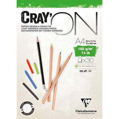 Clairefontaine 975027C kreslicí blok Cray'On (160 g, ideální pro suché techniky, 30 listů, DIN A4, 21 x 29,7 cm, lepený na hlavě) extra bílý Clairefontaine 975027C kreslicí blok Cray'On (160 g, ideální pro suché techniky, 30 listů, DIN A4, 21 x 29,7 cm, lepený na hlavě) extra bílý