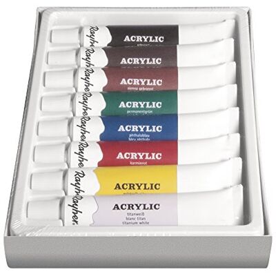 Rayher Sada umělých akrylových barev Hobby 38924000, 8 barev, každá tuba 12 ml, ideální pro klínový rám, papír, lepenku, malkarton, lepenkové vlákno, dřevo, kámen, beton, pro začátečníky a profesionály Rayher Sada umělých akrylových barev Hobby 38924000, 8 barev, každá tuba 12 ml, ideální pro klínový rám, papír, lepenku, malkarton, lepenkové vlákno, dřevo, kámen, beton, pro začátečníky a profesionály