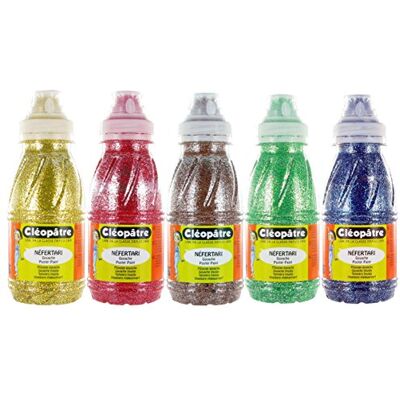 Cléopâtre PP250x5B Schulmalfarbe Nefertari Glitzerfarbe Set, Lernmaterialien, 250 ml, mehrfarbig Cléopâtre PP250x5B Schulmalfarbe Nefertari Glitzerfarbe Set, Lernmaterialien, 250 ml, mehrfarbig