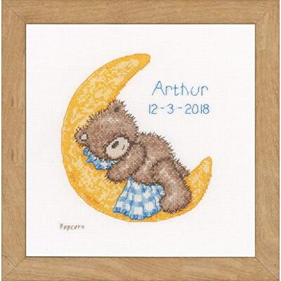 Vervaco Gezählter Kreuzstich Stickpackungen Stickset Baby Geburt Popcorn Schlafend auf dem Mond Wanddekoration Handarbeit Set für Erwachsene Kreatives Handwerk ca. 16 x 18 cm Geburt Geschenk Hausdeko Vervaco Gezählter Kreuzstich Stickpackungen Stickset Baby Geburt Popcorn Schlafend auf dem Mond Wanddekoration Handarbeit Set für Erwachsene Kreatives Handwerk ca. 16 x 18 cm Geburt Geschenk Hausdeko