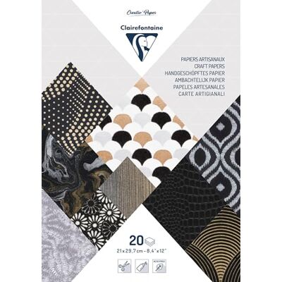 Clairefontaine 95098C Block verleimt mit 20 Bögen Papier aus aller Welt (21 x 29,7 cm, geeignet für Scrapbooking) 1 Pack schwarz/weiß Clairefontaine 95098C Block verleimt mit 20 Bögen Papier aus aller Welt (21 x 29,7 cm, geeignet für Scrapbooking) 1 Pack schwarz/weiß