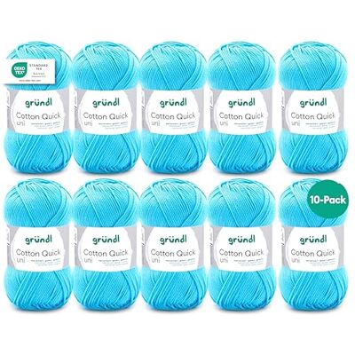 Gründl Vlna Cotton Quick uni háčkovací příze 10 klubíček 50 g, vodní modrá Gründl Vlna Cotton Quick uni háčkovací příze 10 klubíček 50 g, vodní modrá