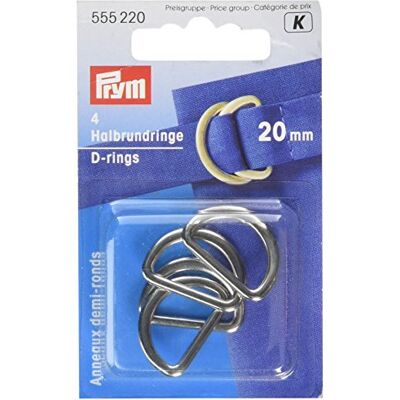 Prym D-kroužky, 20 mm, stříbrná, 4 ks Prym D-kroužky, 20 mm, stříbrná, 4 ks